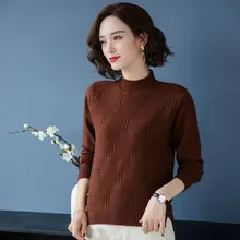 *#Best Price Winter Autumn Woman Elegant Wool Blend Pullover Sweaters Black Blue Beige Camel Red Half Collar Textured Knit Top Knitwear Woman *#Best Price Winter Autumn Woman Elegant Wool Blend Pullover Sweaters Black Blue Beige Camel Red Half Collar Textured Knit Top Knitwear Woman