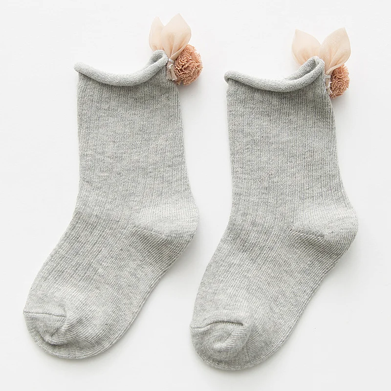 Хлопковые детские носки с помпонами для девочек, одежда для малышей, аксессуары принцессы на осень и зиму, г., милые на 1, 3, 5, 8 лет - Цвет: 17