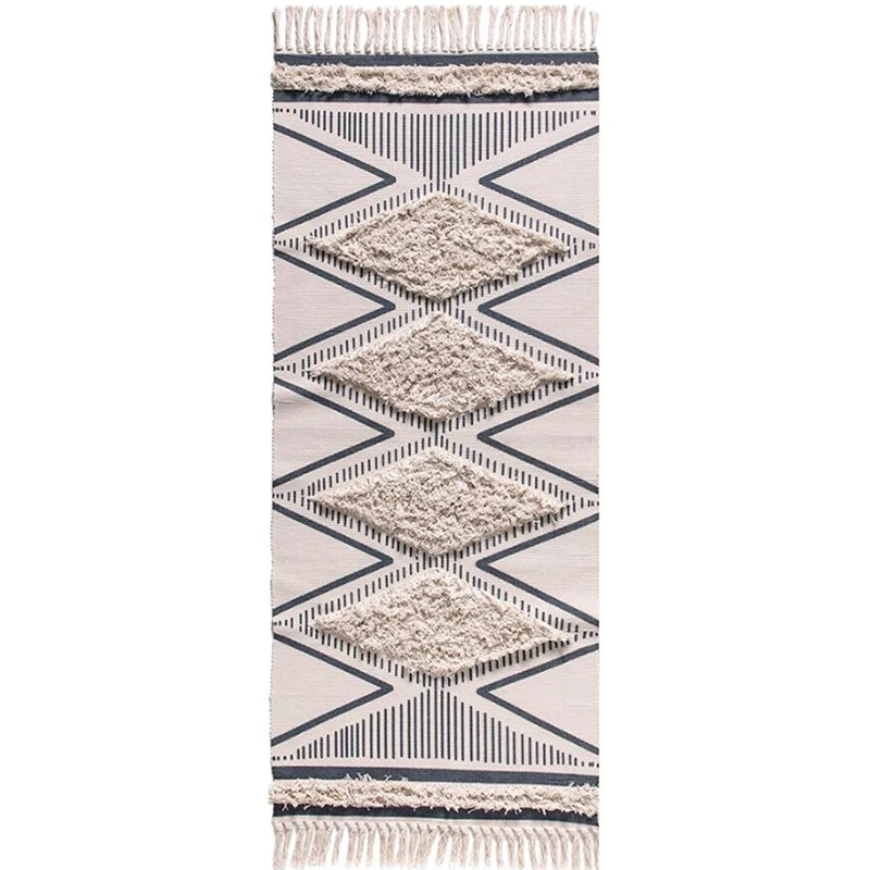 

70CM x 160CM Cotton Hand-Woven Printed Area Carpet Tufted Fringe,Non-Slip Carpet