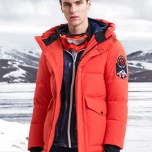 BOSIDENG Новая мужская пуховая куртка средней длины с капюшоном пуховая куртка высокого качества теплые водонепроницаемые утепленные B90142029