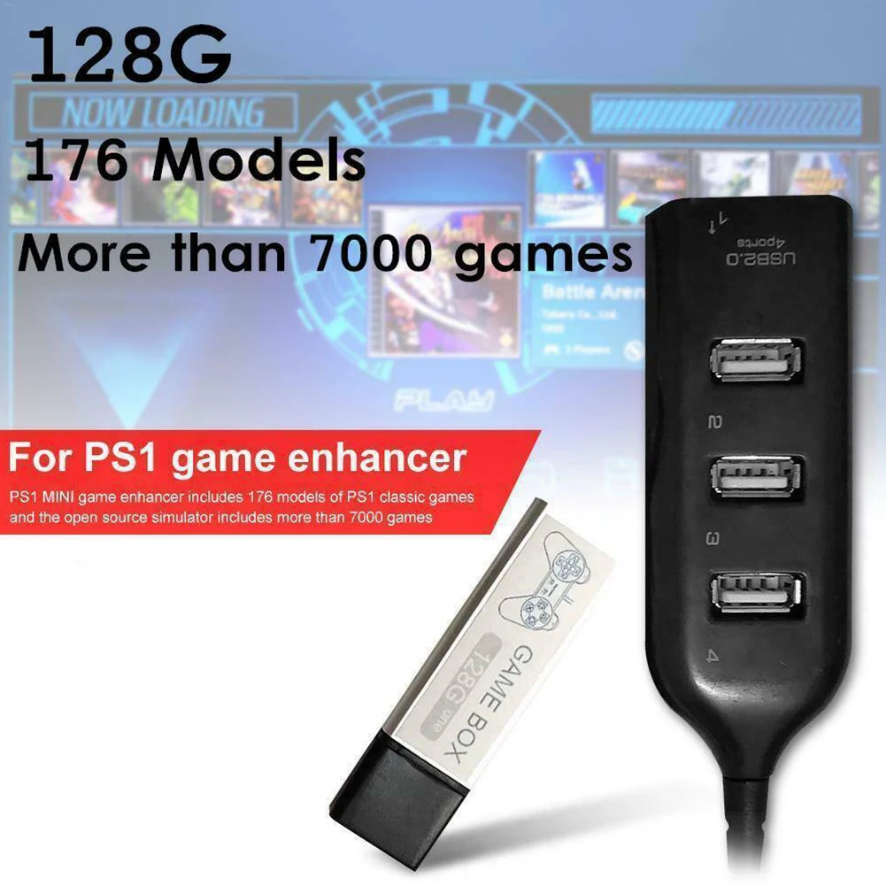 

Extended 176 Models 128G 7000 Games Game Stick Double Play Home Classic Children Playing With Hub For PS1 MINI Playstation