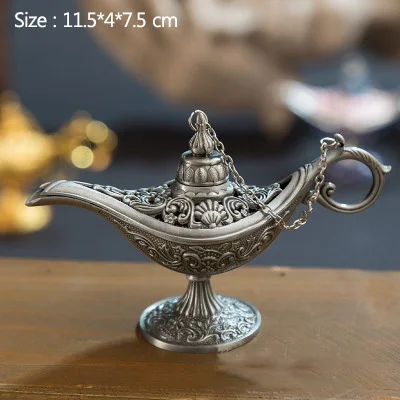 Strongwell Aladin ЛАМПА ТРАДИЦИОННАЯ выдолбленная сказочная волшебная лампа чайник лампа джинна винтажная ретро-игрушка для домашнего декора - Цвет: Tin