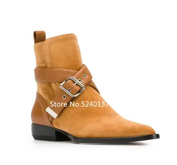 

European Design Suede Women Ankle Boots Buckle Strap Autumn/Winter Short Fashion Boots Women
