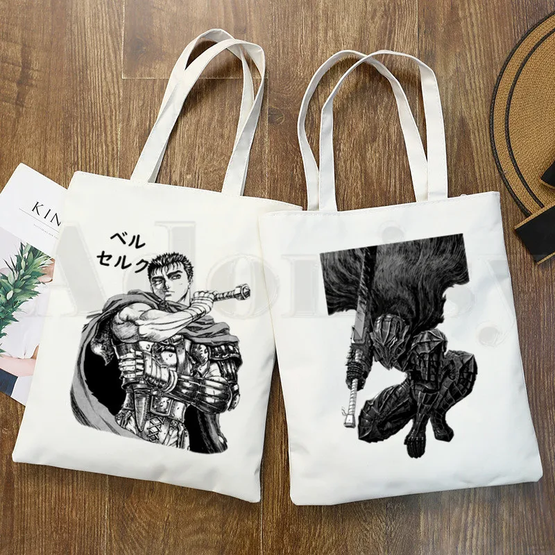 Dark Berserk Guts-Bolso de compras con estampado de dibujos animados para chicas, bolsa de mano informal a la moda, Manga de Anime japonés