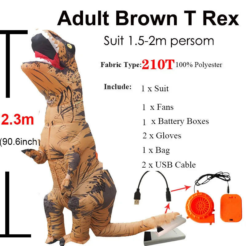 Anime Cospaly Men T REX Inflatable Dinosaur Costume Adult t-rex Mascot Costume Adultos Halloween Dinosaur Costume for Kids Women (1)