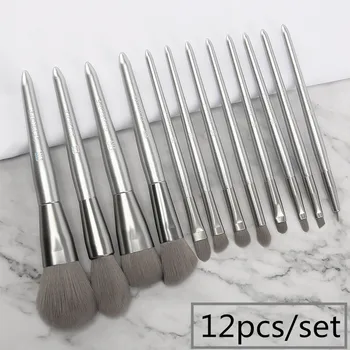 

12 silver makeup brushes full set of beginners moonlight silvery brush set Superfine man-made fiber hair Lightweight comfortable