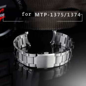 

Refined steel watchband for mtp-1374 / 1375 men'swatch business chain 22mm with folding buckle Free shipping