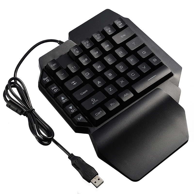  Mayitr 1pc K15 One-handed Gaming Keyboard Mechanical Game Keyboard With LED Backlight For PUBG Game