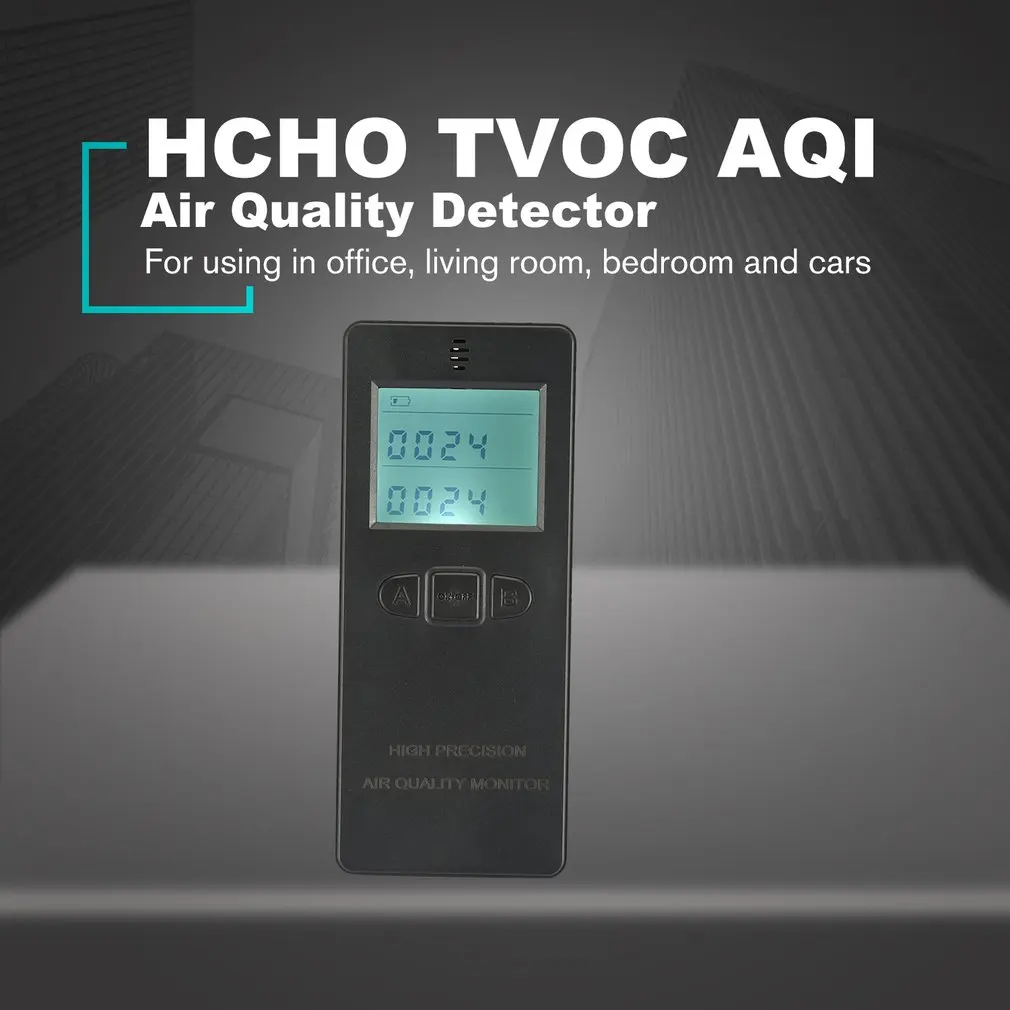 Портативный цифровой детектор фольмадегита детектор HCHO/TVOC газовый тестер AQI анализатор качества воздуха измерительный инструмент - Цвет: Черный