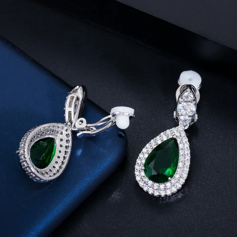Фото Серьги-клипсы женские с фианитом, без пирсинга, E100 №5