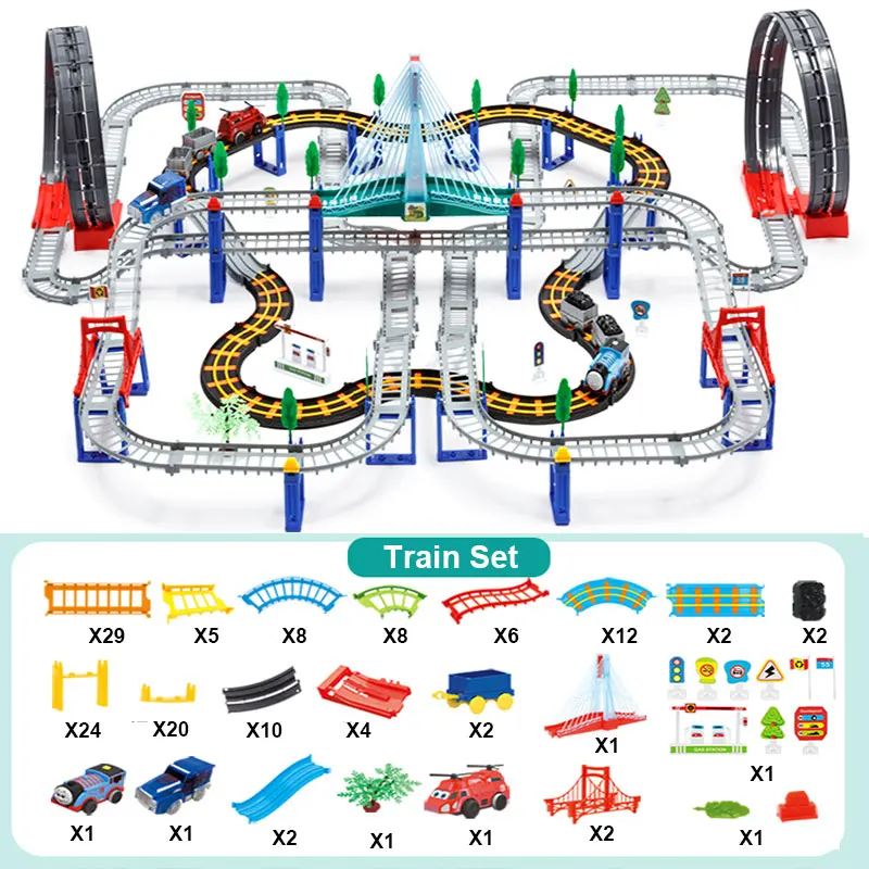 New Electric Train Railway Set Trains Toy For Children's Railway Toys Electric RC Trains Model Simulation Kid Train Toy Set