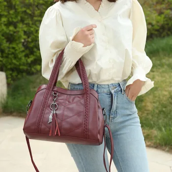 

2020 solid color texture shoulder bag women's bag large capacity messenger bag portable tote bag