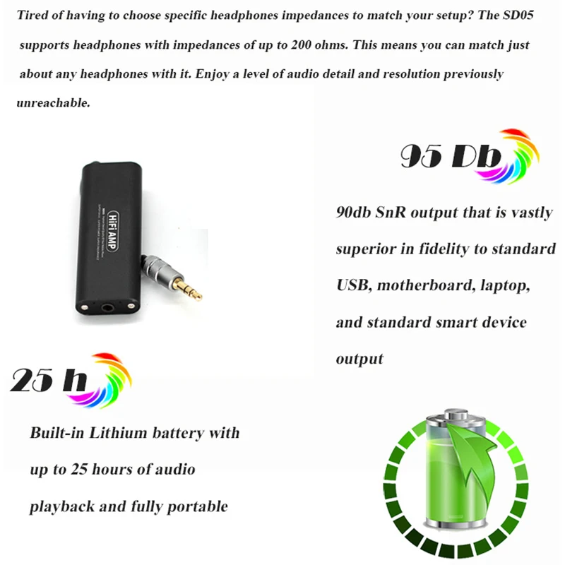 VICLIN SD05 Mobile Phone Amp HIFI Headphone o Amplifier High Thrust High Impedance Long Battery Life