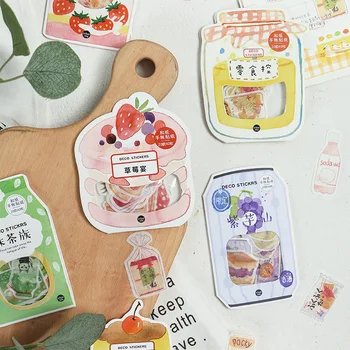 

40pcs/lot Kawaii Fruits Snack Washi Paper Sticker Set Cute Strawberry Stationery Stickers Diy Decorative Label For Scrapbooking