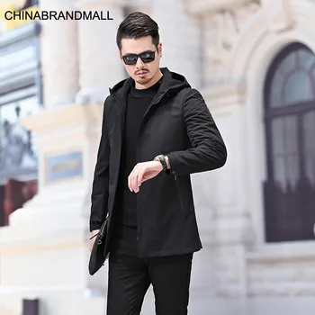 

Autumn Men Plus Fat Plus Size Leisure Windbreaker Coat Fat Man Fat With Cap Loose Thin Section Medium Length Money Jacket