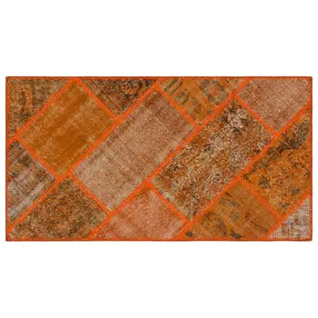 

Handmade Orange Vintage Overdyed Patchwork Area Rug 080x150 Cm-2'7''X4'11''