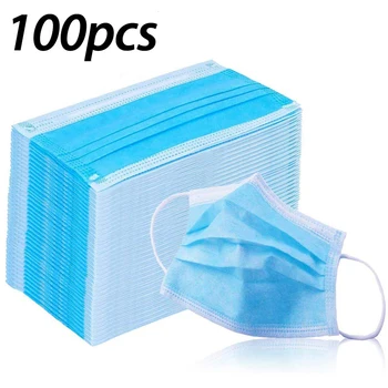 

100/50 Pcs Face Masks Disposable 3 Layers Dustproof Mask Facial Protective Cover Masks Set Anti-Dust Mask