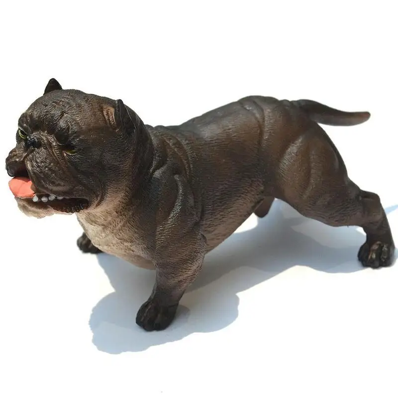 

Realistic Black Bulldog Puppy Statue Pitbull Dog Figurine Home Decoration Bully Toy for Kids