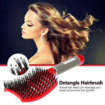 

Scalp Massage Comb Bristle Curly Detangle Hair Brush Style Tools (Red)