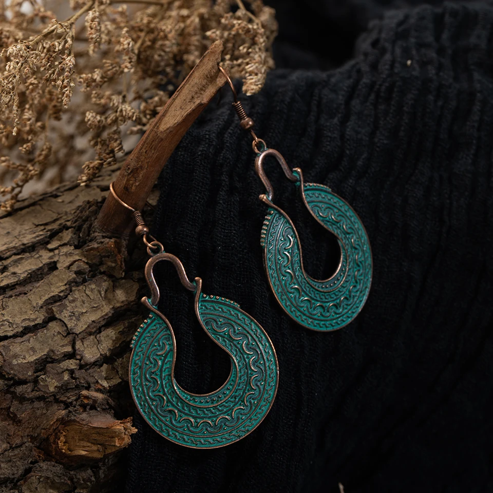 Vintage Ethnic Long Metal Leaf Big Drop Earrings for Women 2019 Bohemian Geometric Tassel Fringe Stones Women's Earring Jewelry (16)