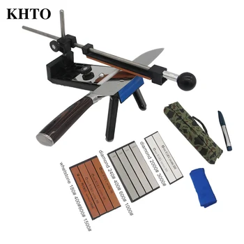 

KHTO Fixed Angle Knife Sharpener Set Professional Sharpening Tool Meal Grindstone Diamond Grinding Board Available Bar USA Brand