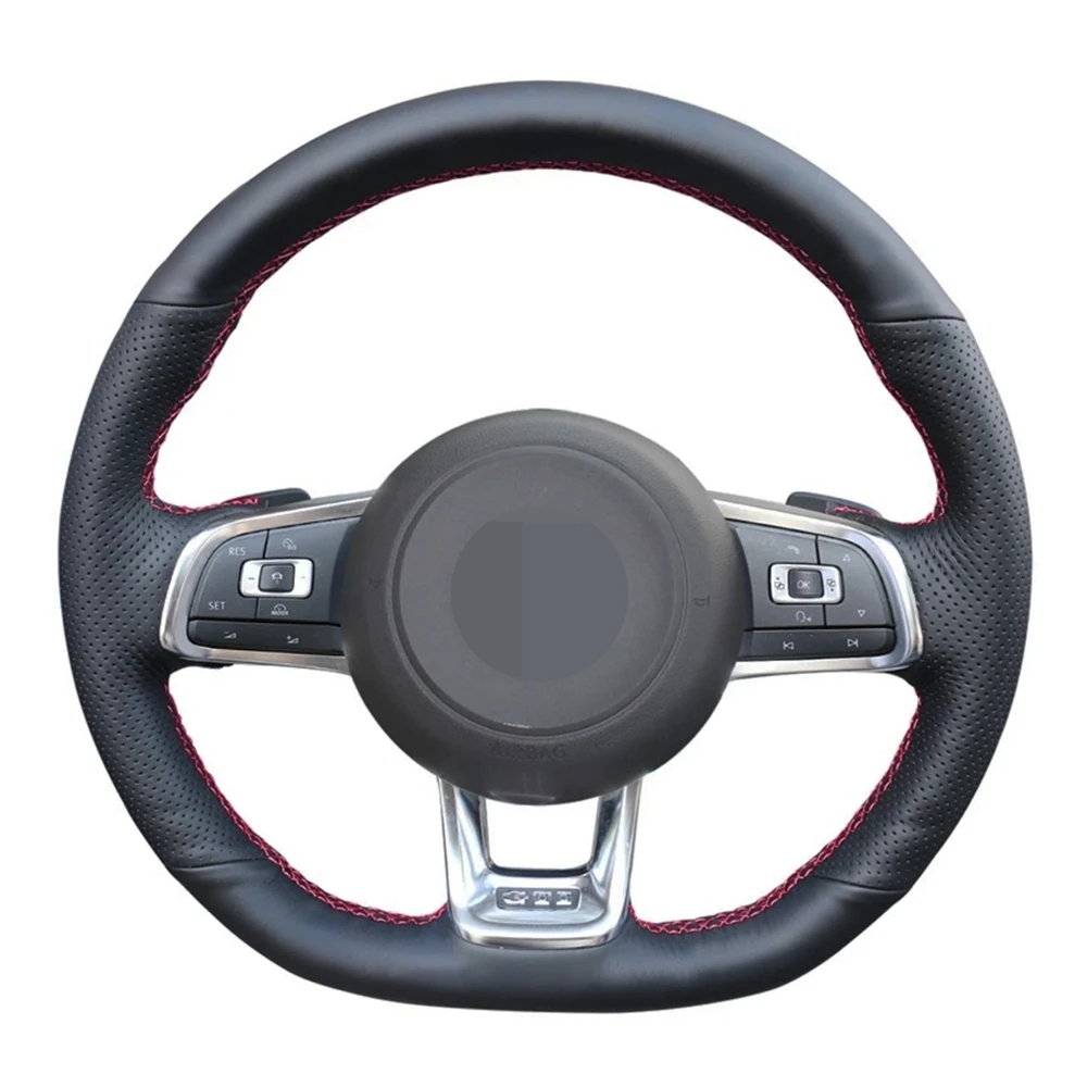 

Non-Slip Black Genuine Leather DIY Car Steering Wheel Cover For Volkswagen VW Golf 7 GTI Polo Jetta (GLI) Passat Variant