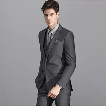 

New Classic Men’s Suit Smolking Noivo Terno Slim Fit Easculino Evening Suits For Men Homme Trajes De Hombre Grey Wedding Tuxedo