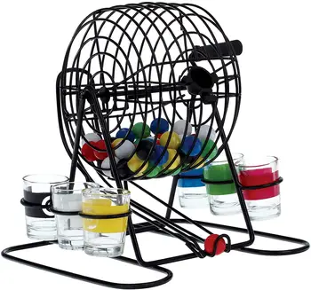 

Bingo Game Hand Draw Lottery Machine with 6 Cups 48 Balls Set Adult Drinking Games Bar Party Fun Drinking Game