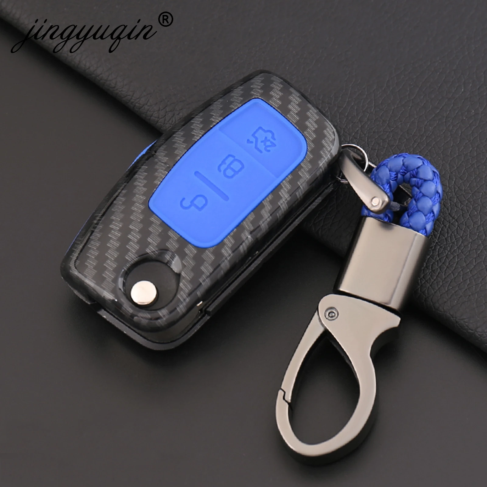 10x New Carbon Fiber + Silicone Case Auto Car Key Protection Cover Shell for Ford Focus 2 MK2 Fiesta Mk7 Ecosport High Quality