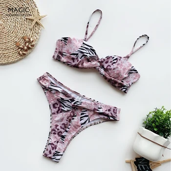 

High Waist Bikini New Women Two Pieces Bikini Set Print High Quality Padded Push Up Swimwear Brazilian Bathing Suit Beach Wear