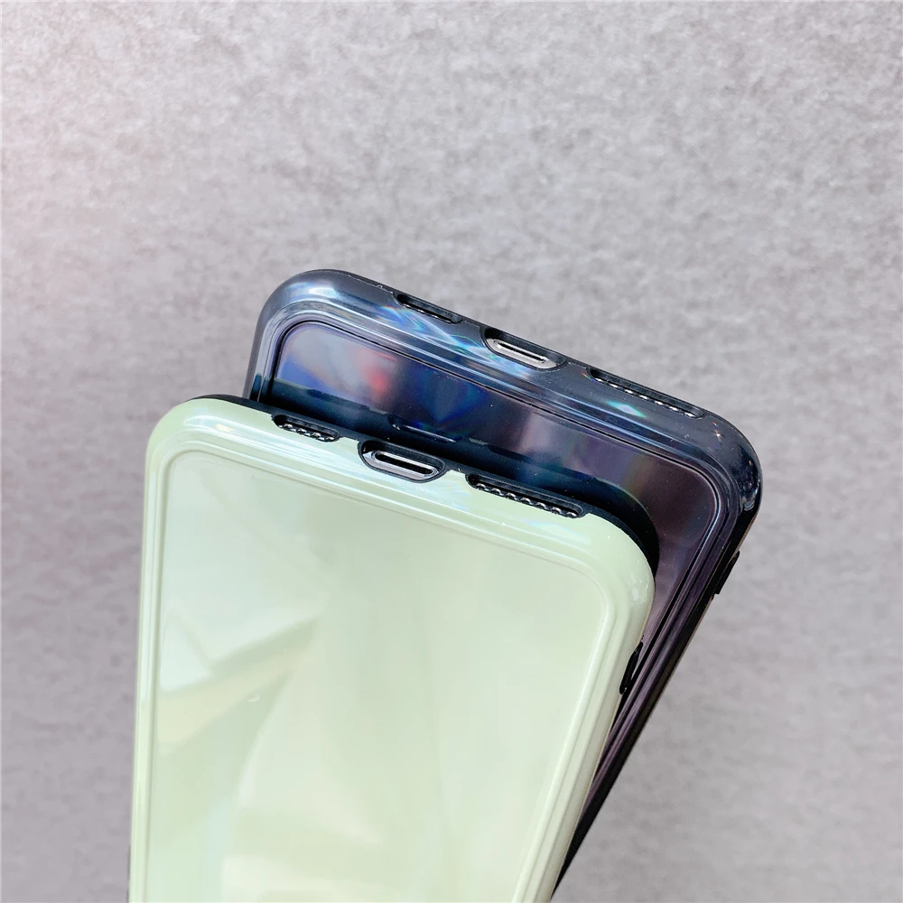 Цветной лазерный Радужный чехол для телефона iphone 11 11pro Max SE 7 8 Plus X XR XS однотонный