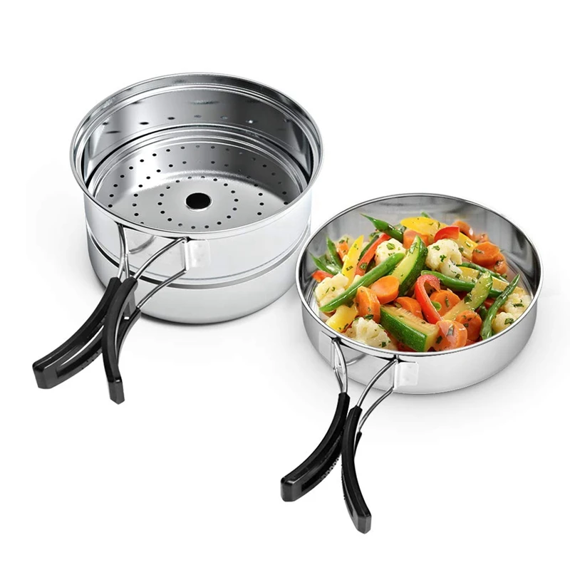 

Stainless Steel Outdoor Cooking Kettle Camping Pot Backpack Cooker Set Picnic Multi-Functional Lunch Box Outdoor Lunch Box