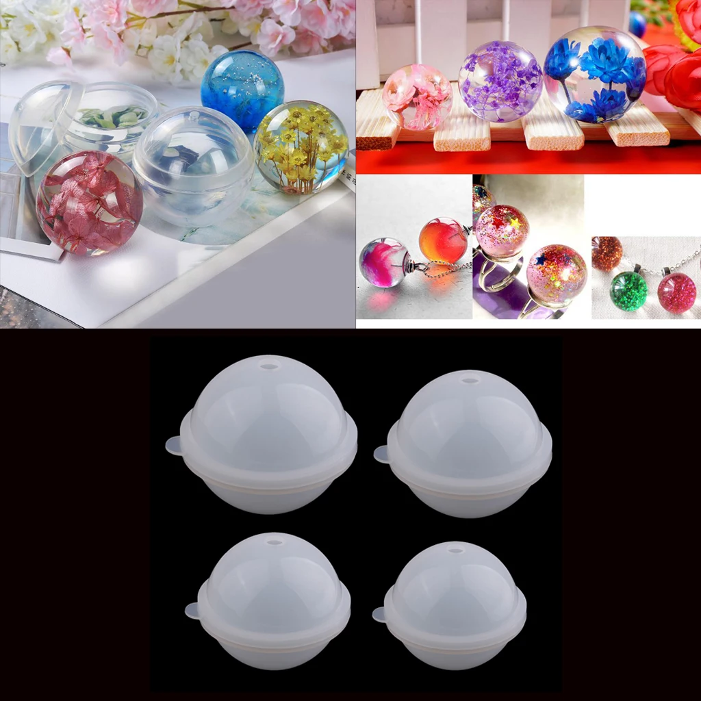 Silicone Large Round Sphere Balls Mould Epoxy Resin Casting DIY Dried Flower Ornament Jewelry Making Mold Tool 70/80/90/100mm