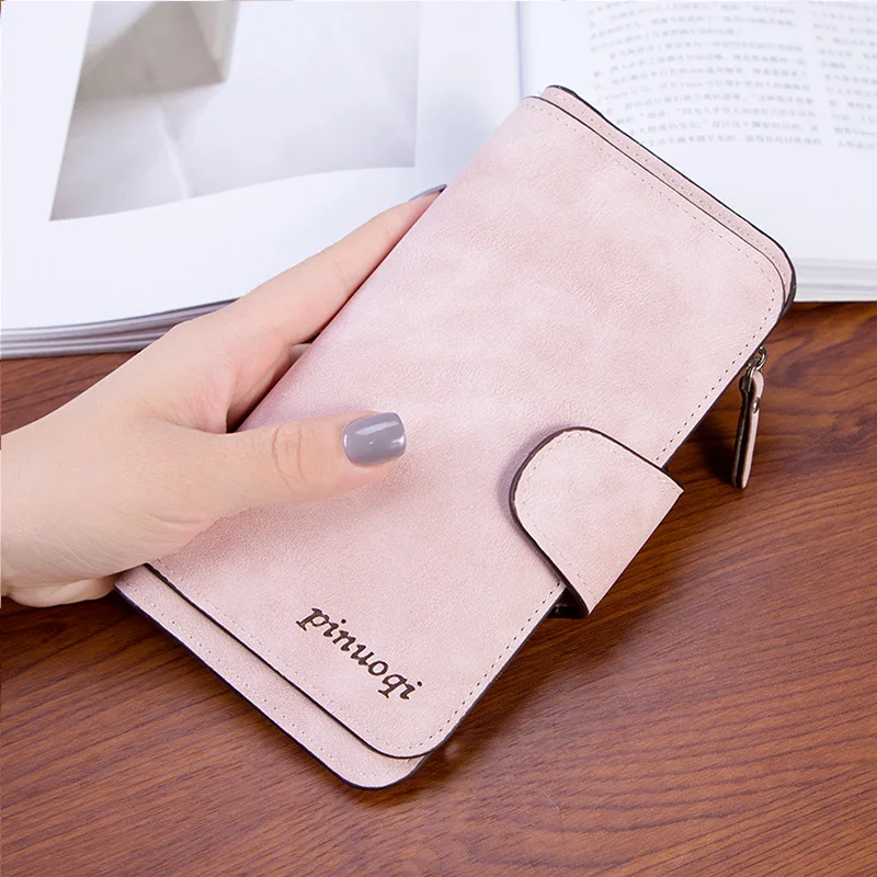 

2019 Ladies Matte Matte Leather Long Wallet Ladies Retro Card Bag Ladies Zipper Buckle Wallet Clutch Bag Wallet