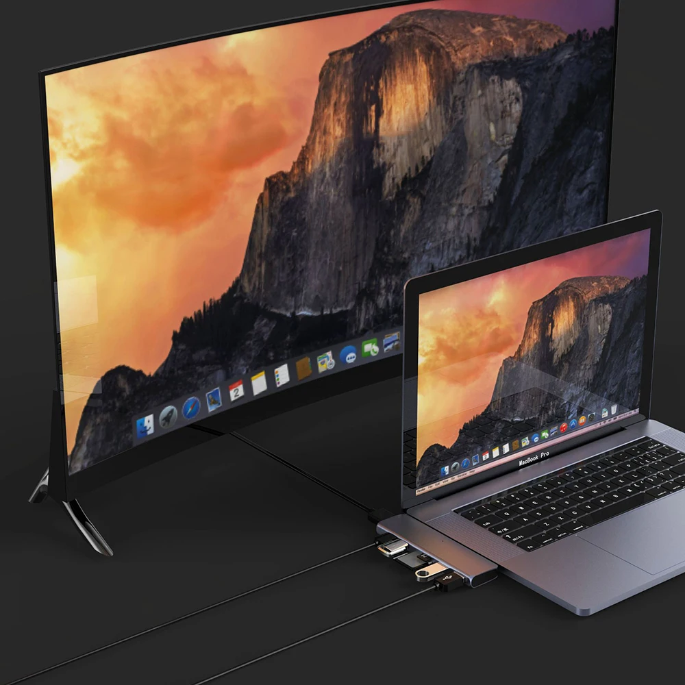 USB C концентратор type C Thunderbolt 3 адаптер USB-C док-ключ с HDMI 4K PD USB 3,0 SD TF кард-ридер для MacBook Pro Air 13 15