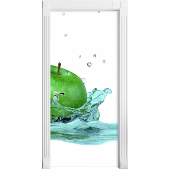 

PVC Mural Paper Print Green Apple Water Renew Door Stickers Home Decor Picture Self Adhesive Waterproof Wallpaper For Bedroom