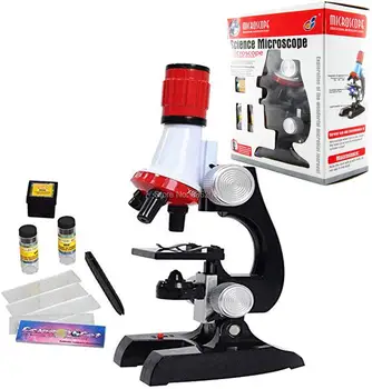 

Microscope Kit Lab LED 100X-400X-1200X Home School Science Educational Toy Gift Refined Biological Microscope For Kids Child