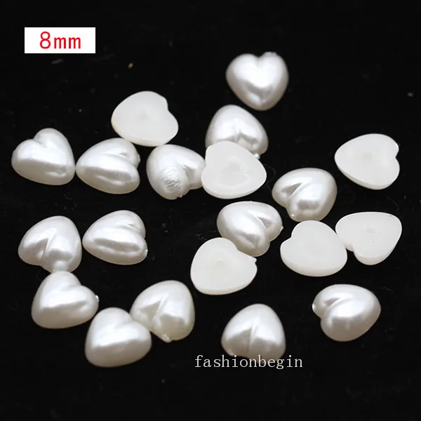 100p 8mm heart Имитация жемчуга цвета слоновой кости для скрапбукинга, украшения для рукоделия, украшения для ногтей, изготовление свадебных открыток, сшитые бусины для одежды, разные формы - Цвет: 100p 8mm heart