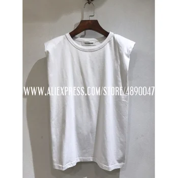 

Solid color sleeveless T-shirt chic Harajuku retro top women's fashion T-shirt streetwear Cotton loose sleeveless T-shirt