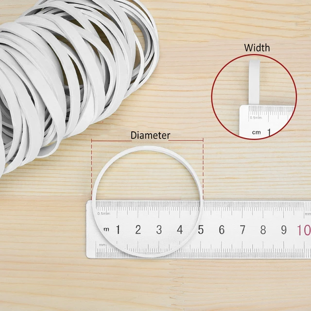 High Quality White Elastic Rubber Bands Stretchable Sturdy Rubber Rings For  Office School Home Dia 15mm-60mm Width=Thick1.5mm