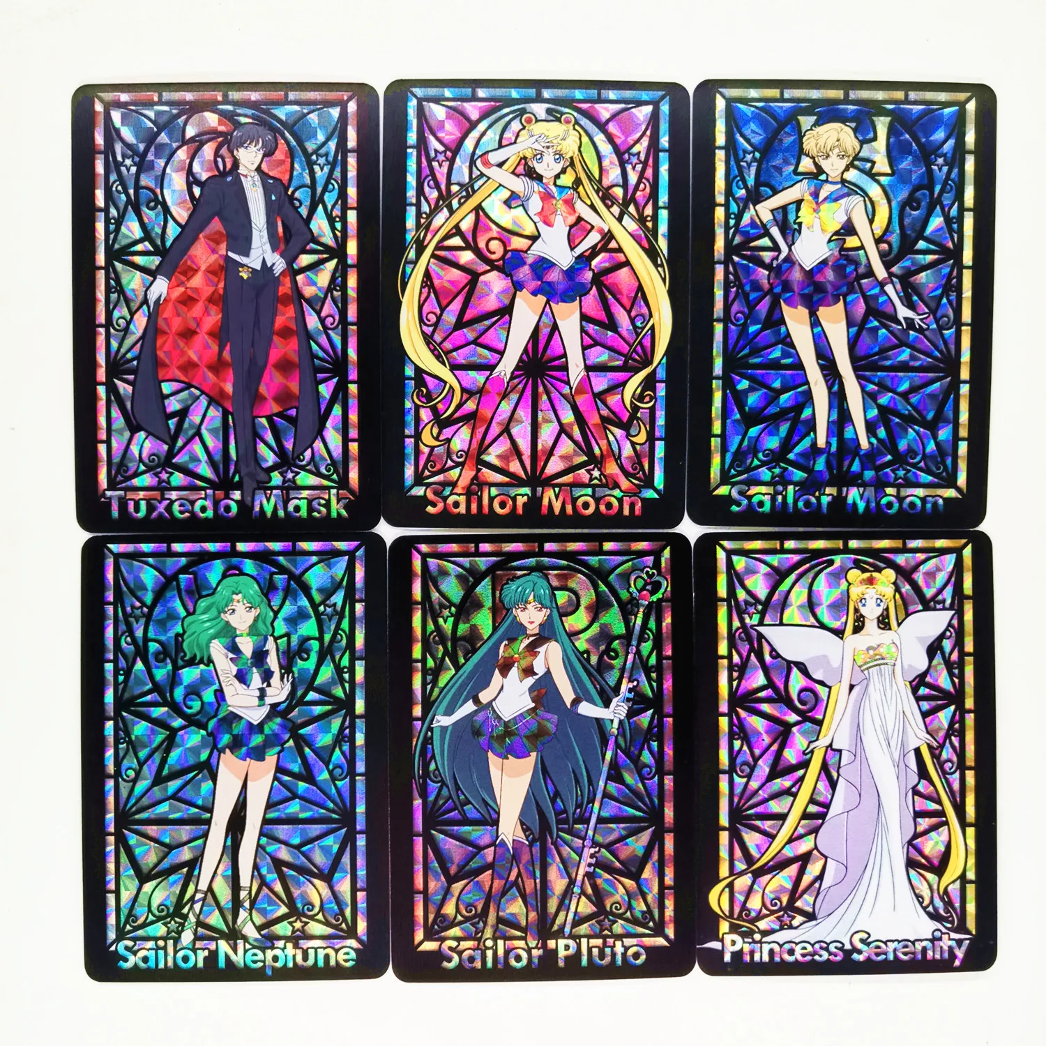 セーラームーン教会スタイルのステンドグラス 12ピース セットコレクションのおもちゃ 趣味 アニメカード Game Collection Cards Aliexpress
