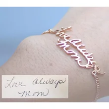 Фирменный именной браслет, заказной почерк, именные браслеты, 925 Твердые серебряные женские браслеты