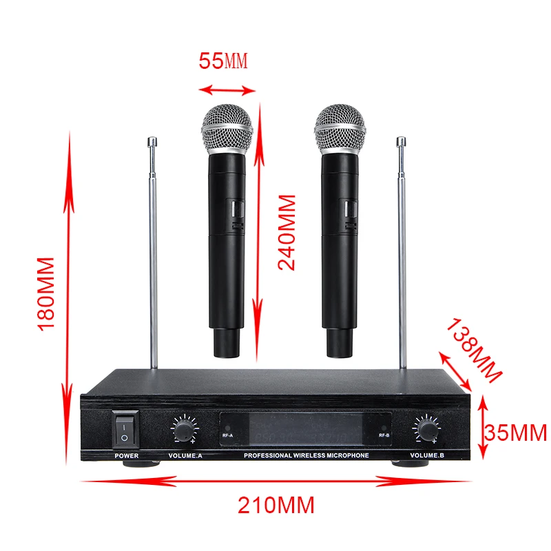 Профессиональный UHF беспроводной микрофон Система автоматический 2 канала 2 беспроводной ручной микрофон для речи вечерние караоке системы
