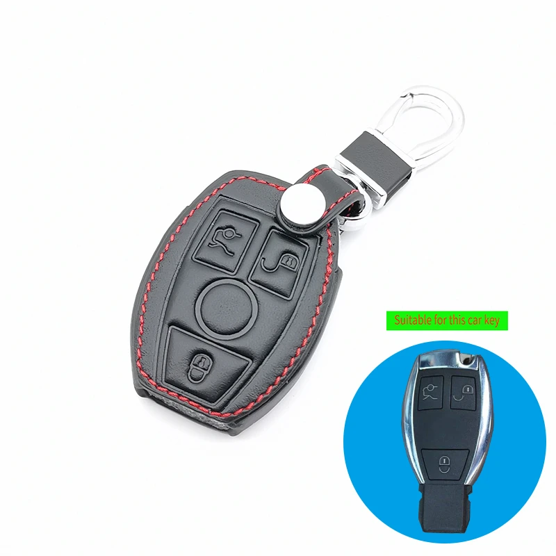 Genuine Leather Key Fob Case Cover for Mercedes Benz CLS CLA Class SLK AMG GL R A B C S 3 Buttons Remote Control Holder | Автомобили и