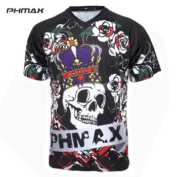 

PHMAX Short Sleeve Quick-Dry Cycling Clothing Anti-Pilling MTB Downhill Jersey Men 100% Polyester Bike Jersey Motocross DH SHirt