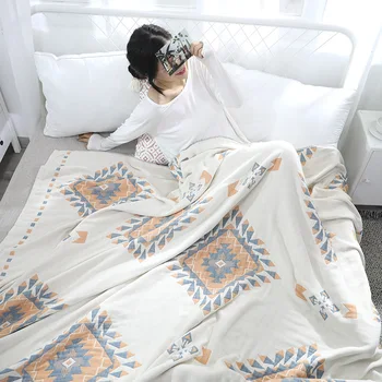 

Baby Casual Pure Cotton Gauze Muslin Swaddle Towel Blanket for Adult Children Cozy Air Condition Blankets Bed Sheet Bedspread