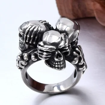 

Retro fashion gothic skull ring jewelry mens womens rings party entertainment jewelry hip hop accessories gift wholesale