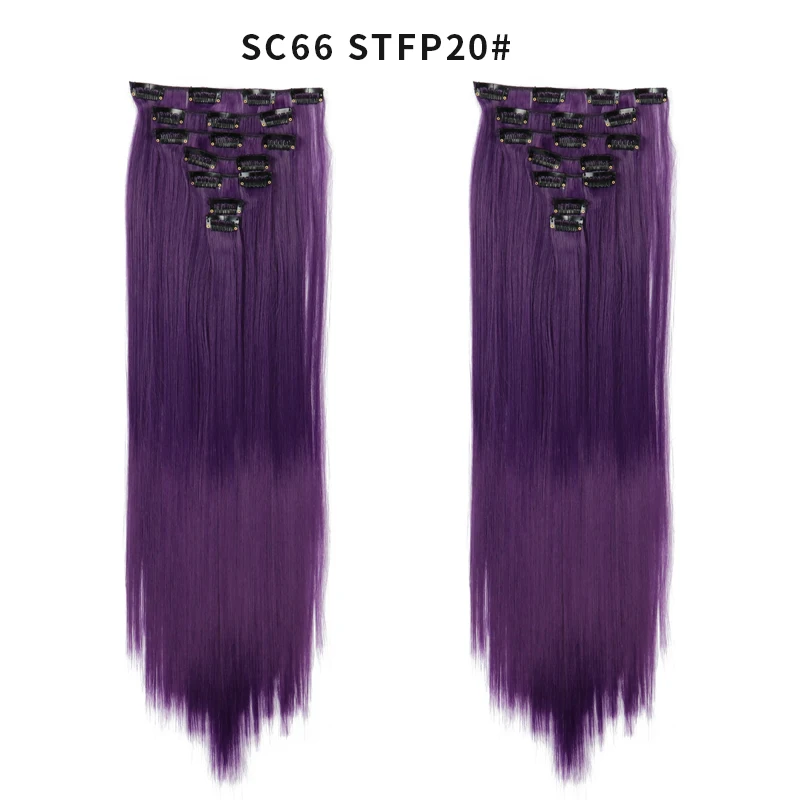 STFP20 22 дюймов 7 шт./компл. волосы на заколках для наращивания Натуральные Прямые волосы на клипсах из искусственных волос клип в наращивание волос для женщин волосы евники - Цвет: STFP20