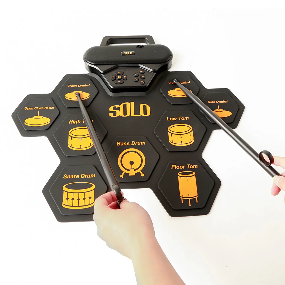 

Portable Electronic Drum Digital 9 Pads Roll up Drum Set Silicone Electric Drum Pad Kit With DrumSticks Foot Pedal USB Cable