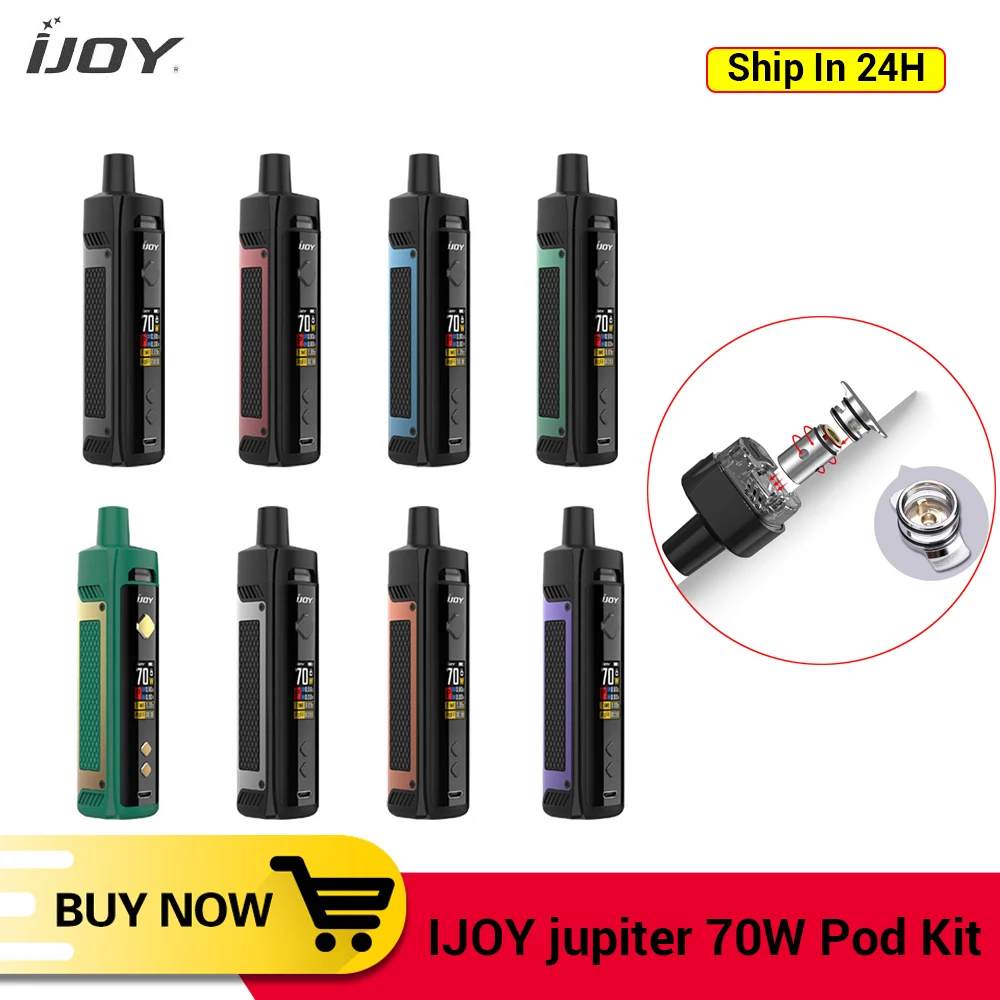 Испаритель IJOY Jupiter 70W Pod Kit катушка RBA с сетчатой катушкой 0 6/0 2 Ом и картриджем 5 мл